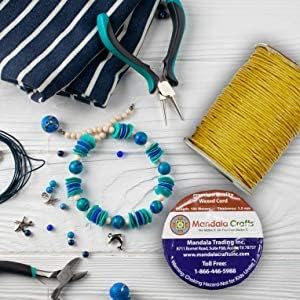 Mandala Crafts 1.5mm 109 Yards Deep Sky Blue Cotton Waxed Cord for Jewelry Making Bracelet Cord Waxed String - Beading String Thread Jewelry Cords for Necklaces String