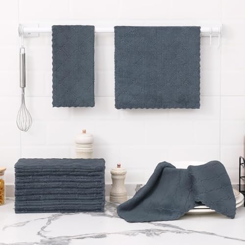 Homaxy 24 Pack Super Soft Absorbent Dish Towels, Dark Grey - Image 6