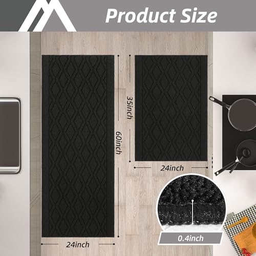 COSY HOMEER Kitchen Rugs Sets of 2 Non-Slip Washable, 60x24Inch/35X24Inch - Image 2