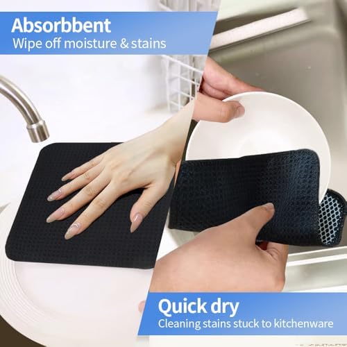KinHwa Dish Cloths with Scrub Side, Microfiber Dish Rags Kitchen Washcloths - Image 4