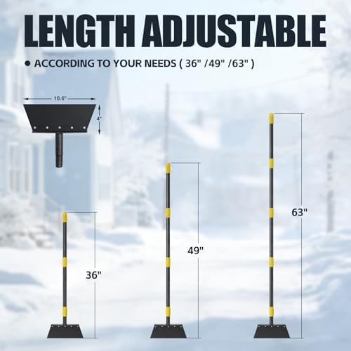 Flat Shovel for Landscaping, Heavy Duty Floor Scraper Long Handle 63", Ice - Image 3