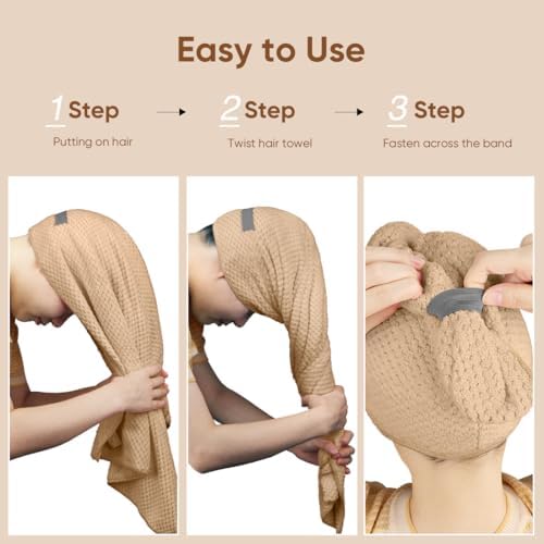 HOMEXCEL 5PK Microfiber Hair Towels, 40x20 in, Fast Drying - Image 6