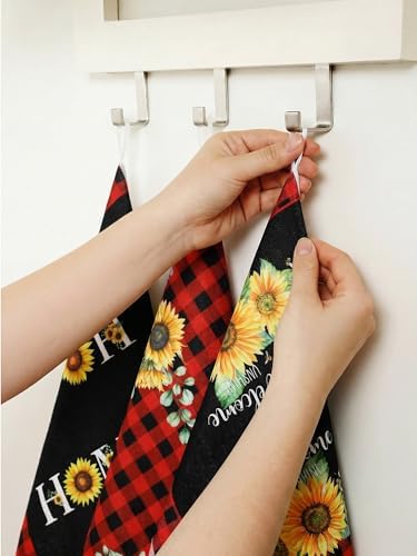 Bencailor 4 Pcs Sunflower Kitchen Towels Red Black Hand Dish Towels Gifts - Image 6