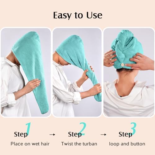 YFONG 2 Pack Microfiber Hair Towel Wrap - Image 6