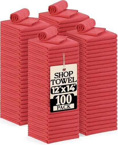 Utopia Cotton Shop Towels, 100 Pack, 12x14 Cleaning Rags by UTOPIATOWELS