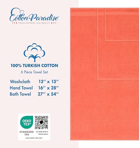 Cotton Paradise 6 Piece Towel Set, 100% Cotton Soft Absorbent Turkish Towels - Image 4