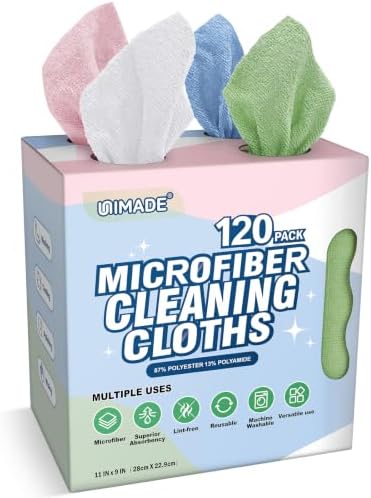 UNIMADE Microfiber Cleaning Cloth, 120 Pack Microfiber Towels by Unimade