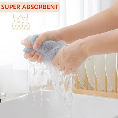 Homaxy 100% Cotton Waffle Weave Kitchen Towels, Light Gray - Image 3