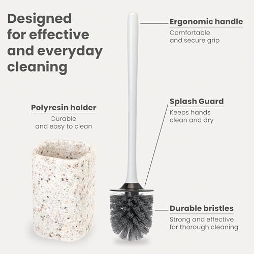 Vigar Zense Toilet Brush and Holder Set, Polyresin Stone - Image 3