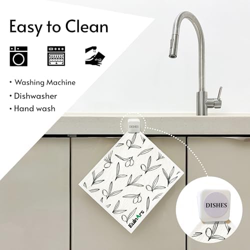 Eulnars Swedish Dishcloths for Kitchen, 8 Pack Flower Reusable Paper Towels - Image 3