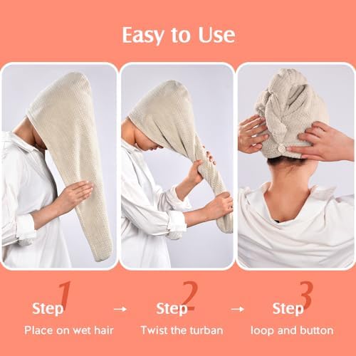 YFONG 2 Pack Large Microfiber Hair Towel Wrap - Image 6