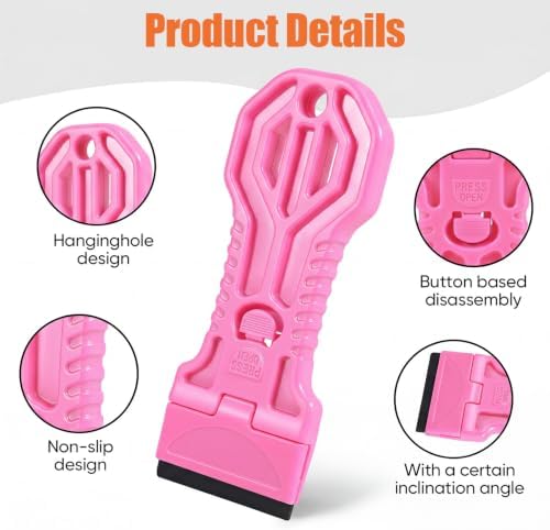 4 Pack Razor Blade Scraper, 25 Blades, Long Handle Scraper Tool - Image 3