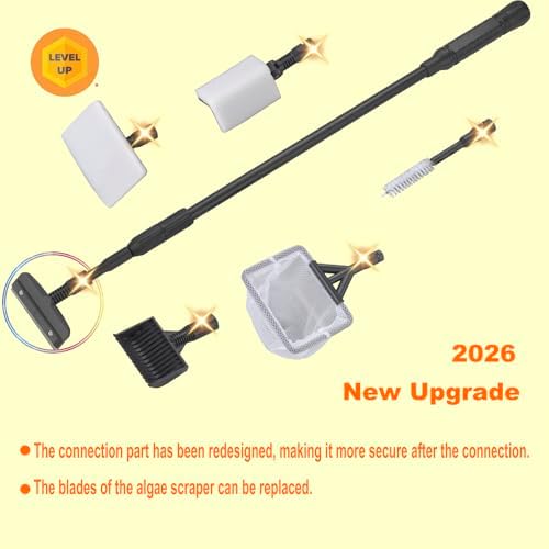 Carefree Fish 9IN1 Aquarium Cleaning Tools Long Handle Algae Scraper - Image 2
