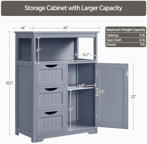 Yaheetech Large Freestanding Bathroom Storage Cabinet - Image 3