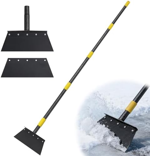 Flat Shovel for Landscaping, Heavy Duty Floor Scraper Long Handle 63", Ice by LcokeiyGardening