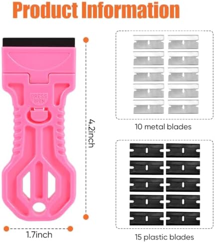 4 Pack Razor Blade Scraper, 25 Blades, Long Handle Scraper Tool - Image 2