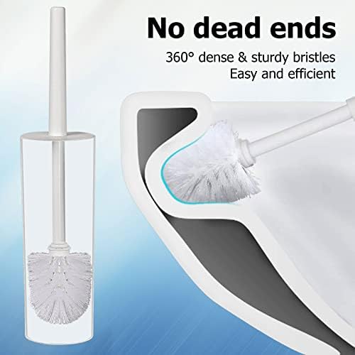 Topsky Toilet Brush & Holder Set, 2 Pack Plastic Round Barrel Loo Brush - Image 3