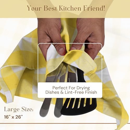 Buffalo Check Kitchen Towels, 16x26 Inches, 4 Pack Plaid Tea Towels, Reusable - Image 6