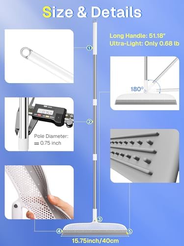 Silicone Floor Squeegee, 180° Rotating Air Broom, Squeegee - Image 2