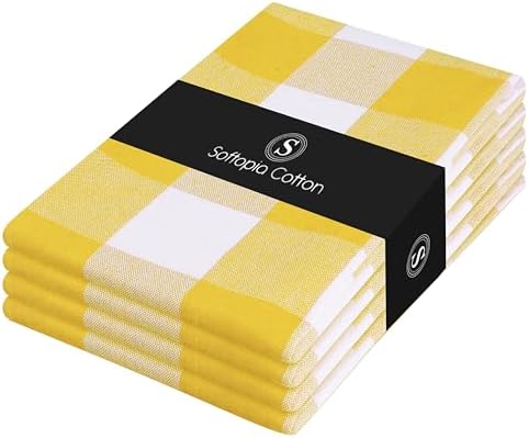 Buffalo Check Kitchen Towels, 16x26 Inches, 4 Pack Plaid Tea Towels, Reusable by SoftopiaCotton