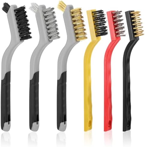 Wire Brush for Cleaning, Small Brass Steel Nylon Brush, Metal Rust Remover by MOWPOG