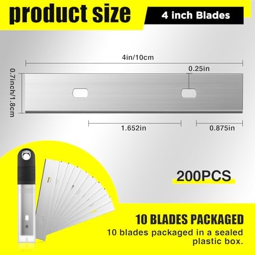 Hicarer 200 Pcs 4 Inch Floor Scraper Blades Compatible - Image 2