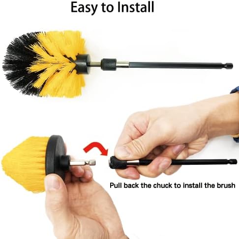 8 Pack Drill Brush Attachment Set, 1/4in Power Scrubber Brush + Extend Long Rod - Image 5