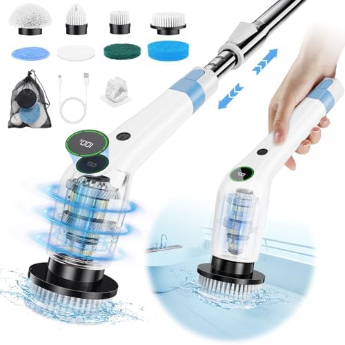 PUFTEM Electric Spin Scrubber, Cordless Shower Scrubber, Adjustable Handle by PUFTEM