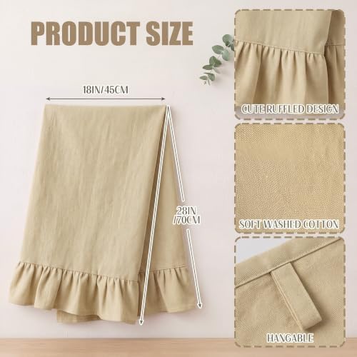 HunnmingRe Beige Kitchen Towels Set of 2, Retro Ruffled Dish Towels - Image 2