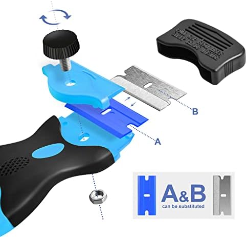 Razor Blade Scraper, 2 Pack Blue Double Edge Razor Scraper Remover Tool - Image 2