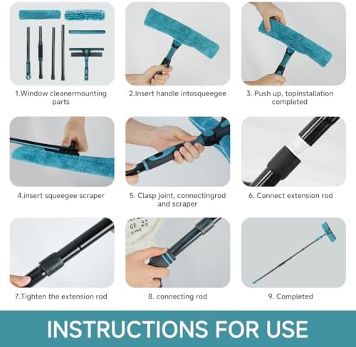 62" Window Squeegee, 2 in 1 Window Cleaning Tool - Image 3