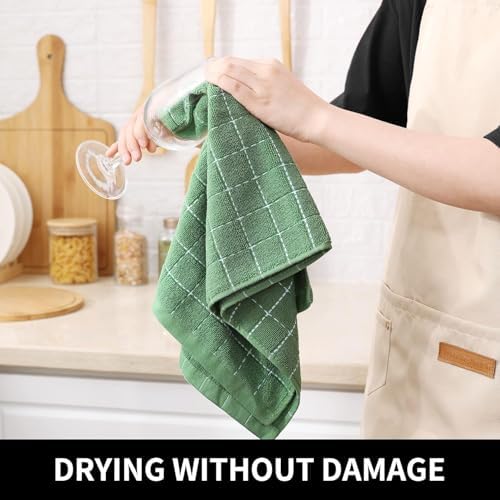 Homaxy 100% Cotton Terry Kitchen Towels, 5 Pack, Grass Green - Image 4