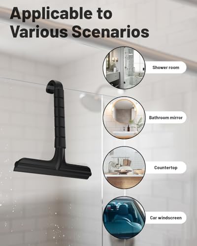 Silicone Shower Squeegee with Hook, Dual-Sided Design with Scraper & Scrub - Image 4