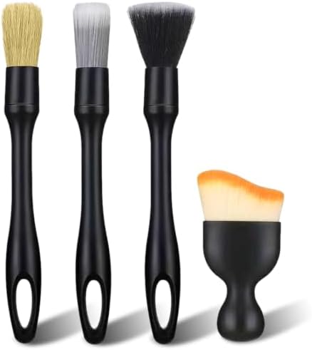 4 Pcs Car Detailing Brush Set, Boars Hair Ultra Soft Detailing Brushes by Unknown