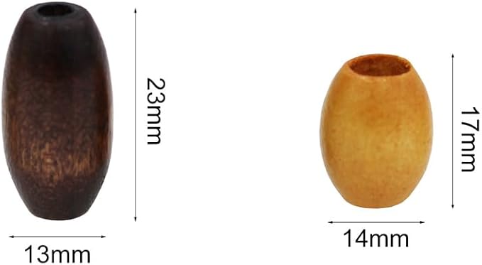 120Pcs Oval Wood Beads, BetterJonny Large Hole Wooden Barrel Beads Loose Wooden - Image 6