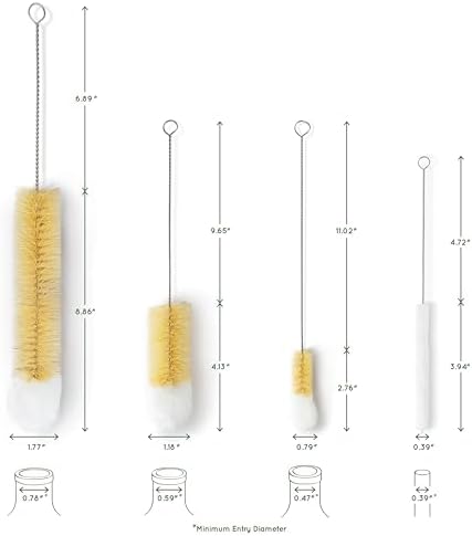 Bambaw Bottle Cleaner Brush Set | 4 Cleaning Brushes | Bottle Brush Cleaner Set - Image 3