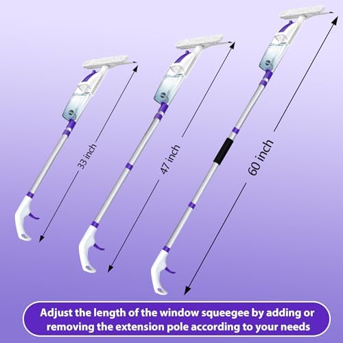 Spray Window Squeegee with 60" Extension Pole, Window Cleaning Squeegee Kit- - Image 3