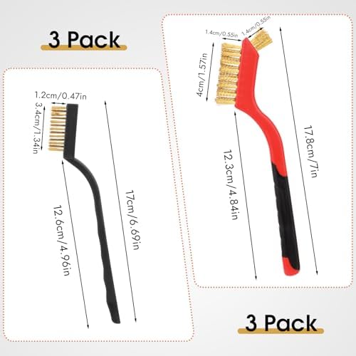 Wire Brush for Cleaning, Small Brass Steel Nylon Brush, Metal Rust Remover - Image 2