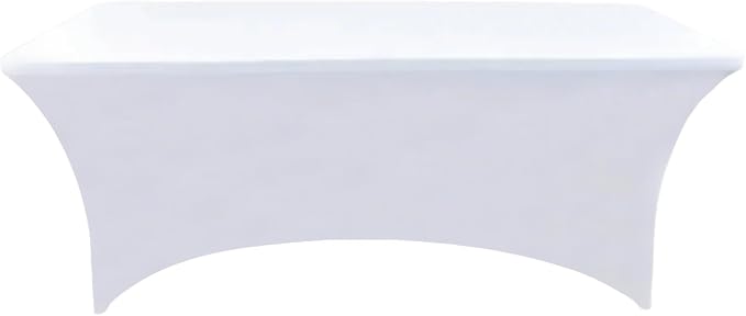 6-Pack 6ft White Spandex Table Covers - Image 8