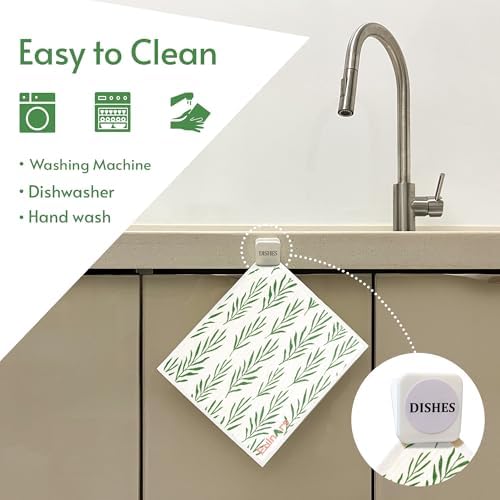 Eulnars Swedish Dishcloths for Kitchen, 8 Pack Green Reusable Paper Towels - Image 2