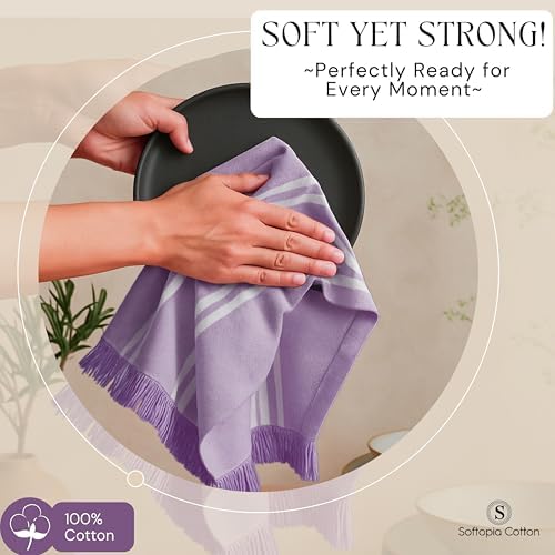 Striped Kitchen Towels 4 Pack, 16x26 Inches, 100% Cotton, Absorbent Dish Towels - Image 2
