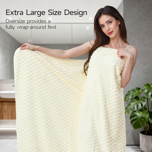 REDKISS Cream Microfiber Towels-35x70 Inches Oversized Bath Sheets, Extra Large - Image 3