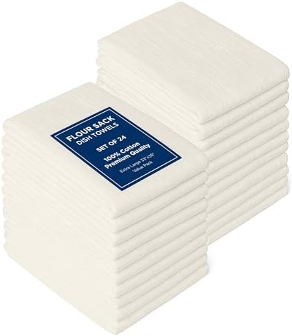 ROYALE LINENS Flour Sack Towels – 24 Pack 33x38 Inch Natural Kitchen Dish by ROYALELINENS