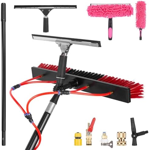 35ft Long Reach Solar Panel Cleaning Brush & Squeegee Kit, Aluminum Extendable by ZKUAOGDI