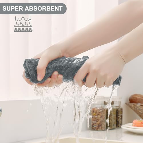 Homaxy 100% Cotton Terry Kitchen Towels, Dark Grey - Image 2