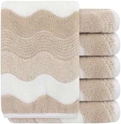 SINLAND Microfiber Facial Cloths Fast Drying Washcloth 12x12inch Wave Pattern 6 by SINLAND