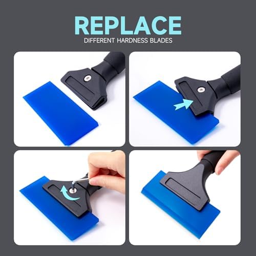 FOSHIO 2 Pack Rubber Water Blade Shower Squeegee Scraper Mirror Glass Wiper - Image 6