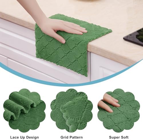 Homaxy 12 Pack Super Soft & Absorbent Dish Cloths, Grass Green - Image 2
