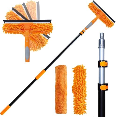 20 Ft+ Reach 2 In 1 Window Squeegee Duster by SINYUM