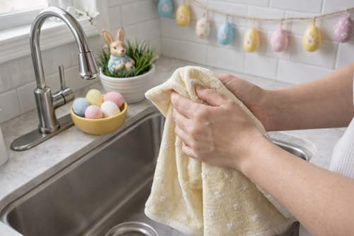 Yellow White Kitchen Hand Dish Towels: Oversized 28" x 16", 100% Cotton Cloth - Image 7